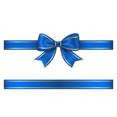Blue bow and ribbon with gold edging