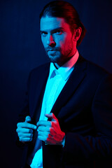 Fototapeta premium stylish man modern style suit fashion lifestyle model