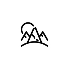 Mountain Nature Monoline Symbol Icon Logo for Graphic Design, UI UX, Game, Android Software, and Website.