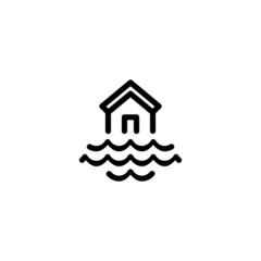 Flood Nature Monoline Symbol Icon Logo for Graphic Design, UI UX, Game, Android Software, and Website.