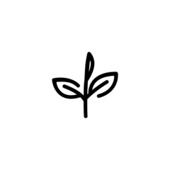 Tea Leaf Nature Monoline Symbol Icon Logo for Graphic Design, UI UX, Game, Android Software, and Website.
