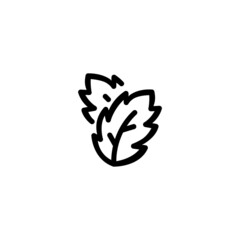 Mint Nature Monoline Symbol Icon Logo for Graphic Design, UI UX, Game, Android Software, and Website.