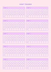 Note, scheduler, diary, calendar planner document template illustration. Habit tracker.