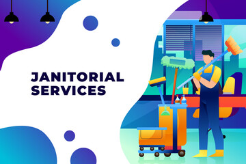 Janitorial Services - Vector Illustration