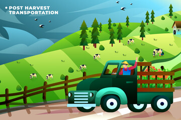 Postharvest Transportation - Vector Illustration