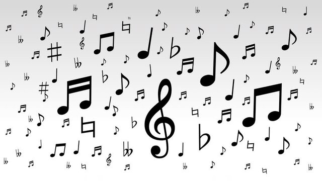 Many Musical Notes or Symbol Animation on White Background and Green Screen