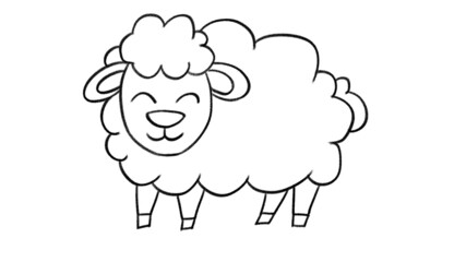 Sheep Animal line drawing coloring templates for art class