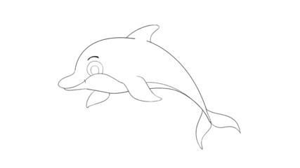 Dolphin Animal line drawing coloring templates for art class