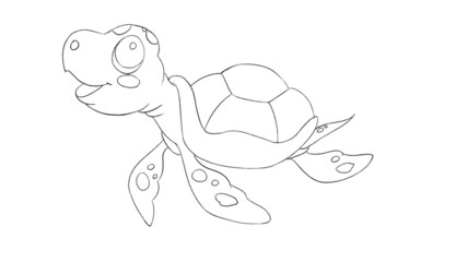 Sea turtle Animal line drawing coloring templates for art class