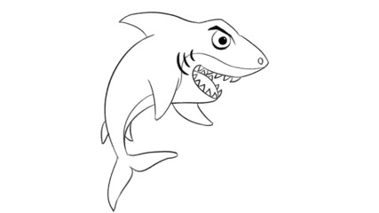 Shark Animal line drawing coloring templates for art class