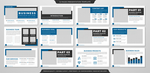 Fototapeta na wymiar corporate presentation layout template with clean and minimalist style use for business portfolio and infographic
