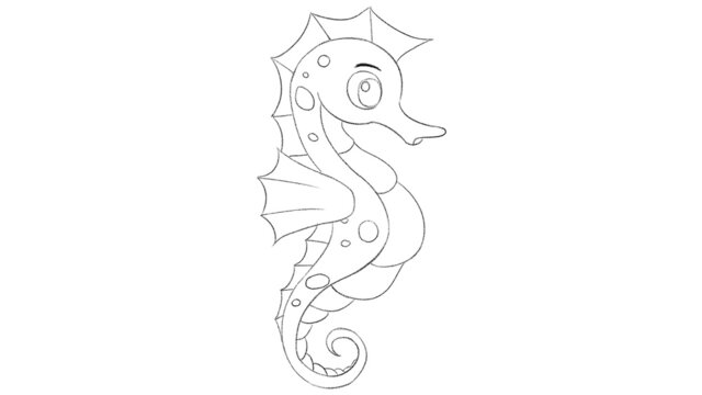 Seahorse Animal line drawing coloring templates for art class