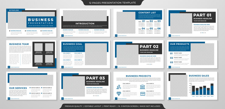 corporate presentation layout template with clean and minimalist style use for business portfolio and infographic