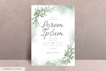 Set of Elegant Watercolor Wedding Invitation Card Template with Hand Drawn Floral