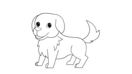 Dog Animal line drawing coloring templates for art class
