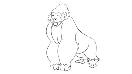 Obraz premium Gorilla Animal line drawing coloring templates for art class