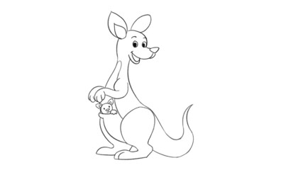 Obraz premium Kangaroo Animal line drawing coloring templates for art class