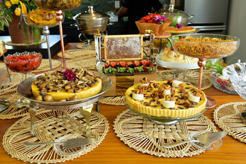  buffet table, to have lunch, buffet with rustic sousplats