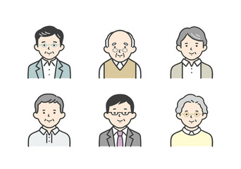 シニア男性のイラスト素材セット
