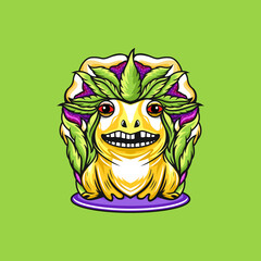 Illustration frog with cannabis concept design