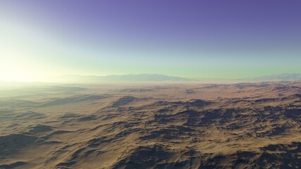 Fototapeta na wymiar beautiful view from an exoplanet, a view from an alien planet 3d render