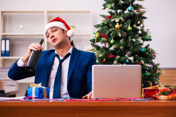 Employee in the office during christmas party