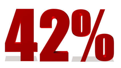 42 Percent off 3d Sign on White Background, Special Offer 42% Discount Tag, Sale Up to 42 Percent Off,big offer, Sale, Special Offer Label, Sticker, Tag, Banner, Advertising, offer Icon
