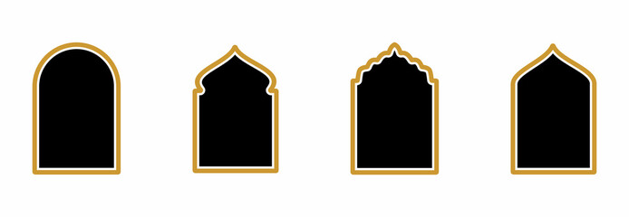 islamic window icon set, islamic window vector set sign symbol illustrations
