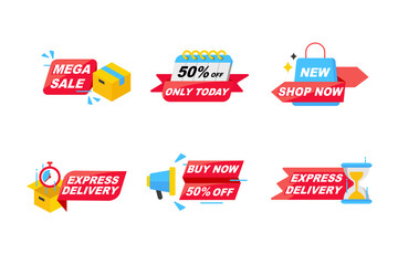 Mega sale and delivery icon set