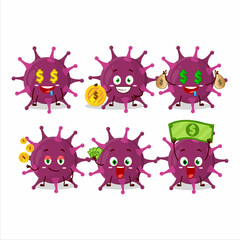 Coronaviridae cartoon character with cute emoticon bring money