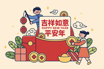 Cartoon CNY red envelope template