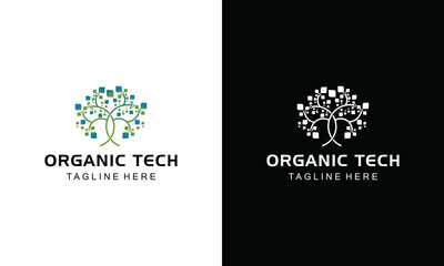 Organic technology logo design concept vector, technology logo, Leaf.