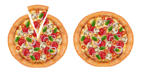 Top view of delicious pizza
