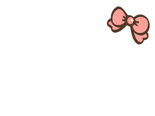 かわいいピンク色のリボンのフレーム／手書きイラスト