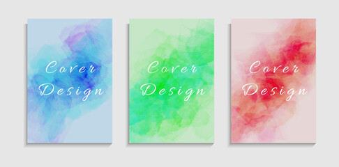 Set Of Colorful Modern Abstract Watercolor Textures Cover Template