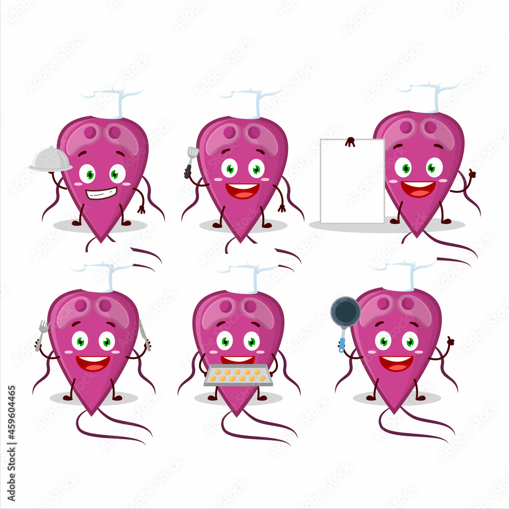 Sticker Cartoon character of virus diagnosis with various chef emoticons