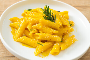 penne pasta with butternut pumpkin creamy sauce