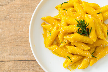 penne pasta with butternut pumpkin creamy sauce