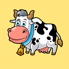 cute cow, funny mascot vector illustration