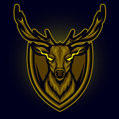 head deer mascot esports logo vector illustration