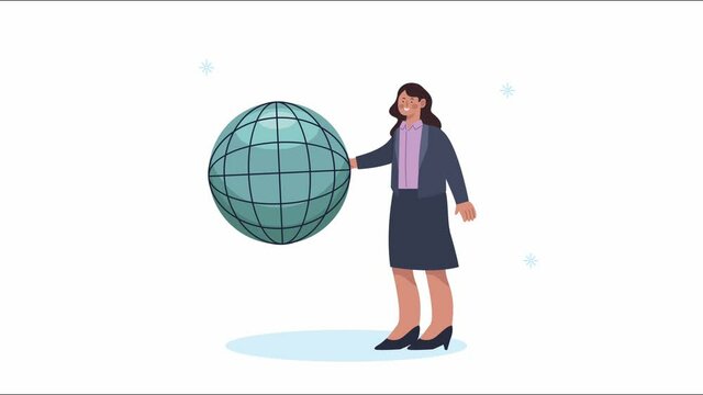 young woman with sphere browser animation