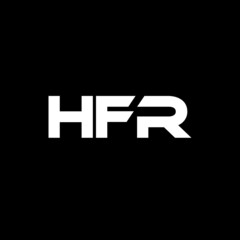 HFR letter logo design with black background in illustrator, vector logo modern alphabet font overlap style. calligraphy designs for logo, Poster, Invitation, etc.