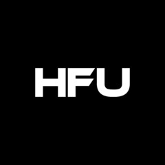 HFU letter logo design with black background in illustrator, vector logo modern alphabet font overlap style. calligraphy designs for logo, Poster, Invitation, etc.