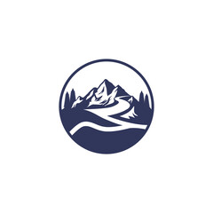 mountain road adventure classic logo design