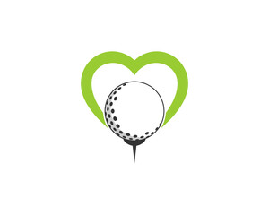 Golf ball on tee with love behind