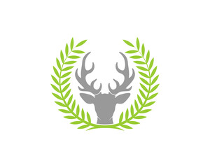 Deer horn in the circle wreath logo