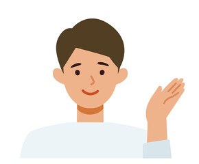 Man cartoon character. People face profiles avatars and icons. Close up image of pointing man.