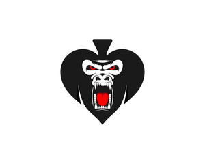 Gorilla roar in the ace spade shape