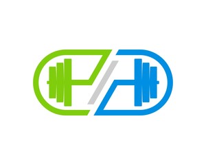 Rectangle infinity shape with gym barbell inside