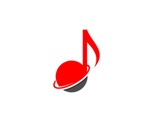 Music note and saturn ring planet logo